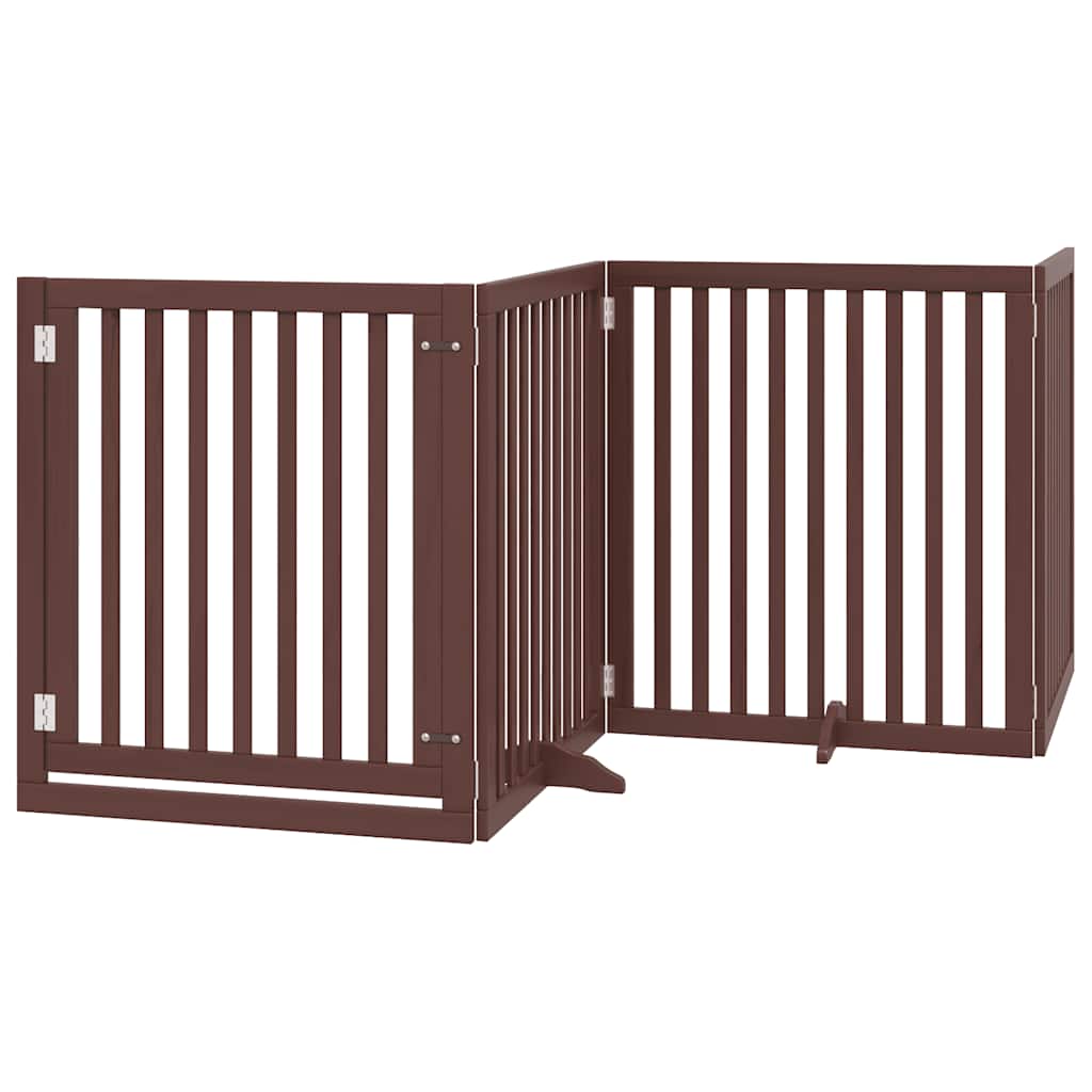 Puerta de perros plegable 6 paneles madera álamo marrón 480 cm