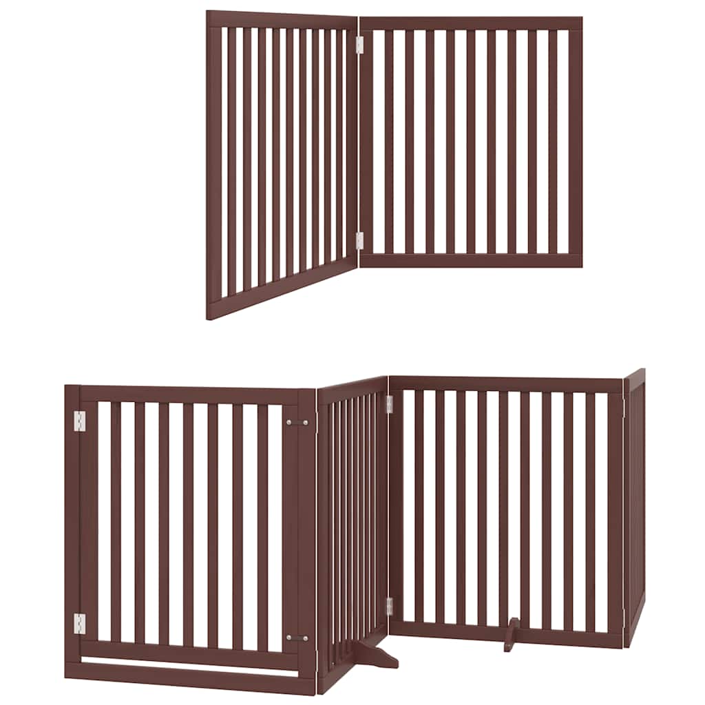 Puerta de perros plegable 6 paneles madera álamo marrón 480 cm