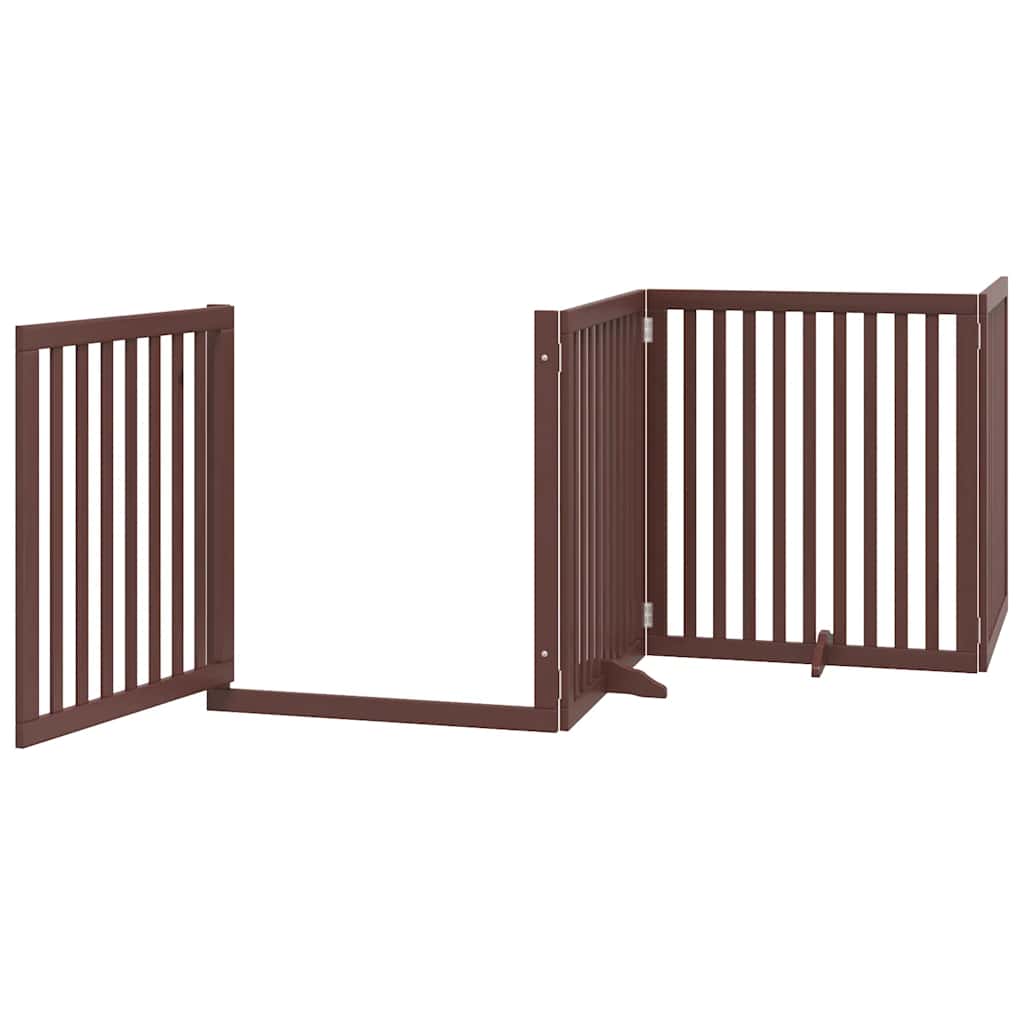 Puerta de perros plegable 6 paneles madera álamo marrón 480 cm