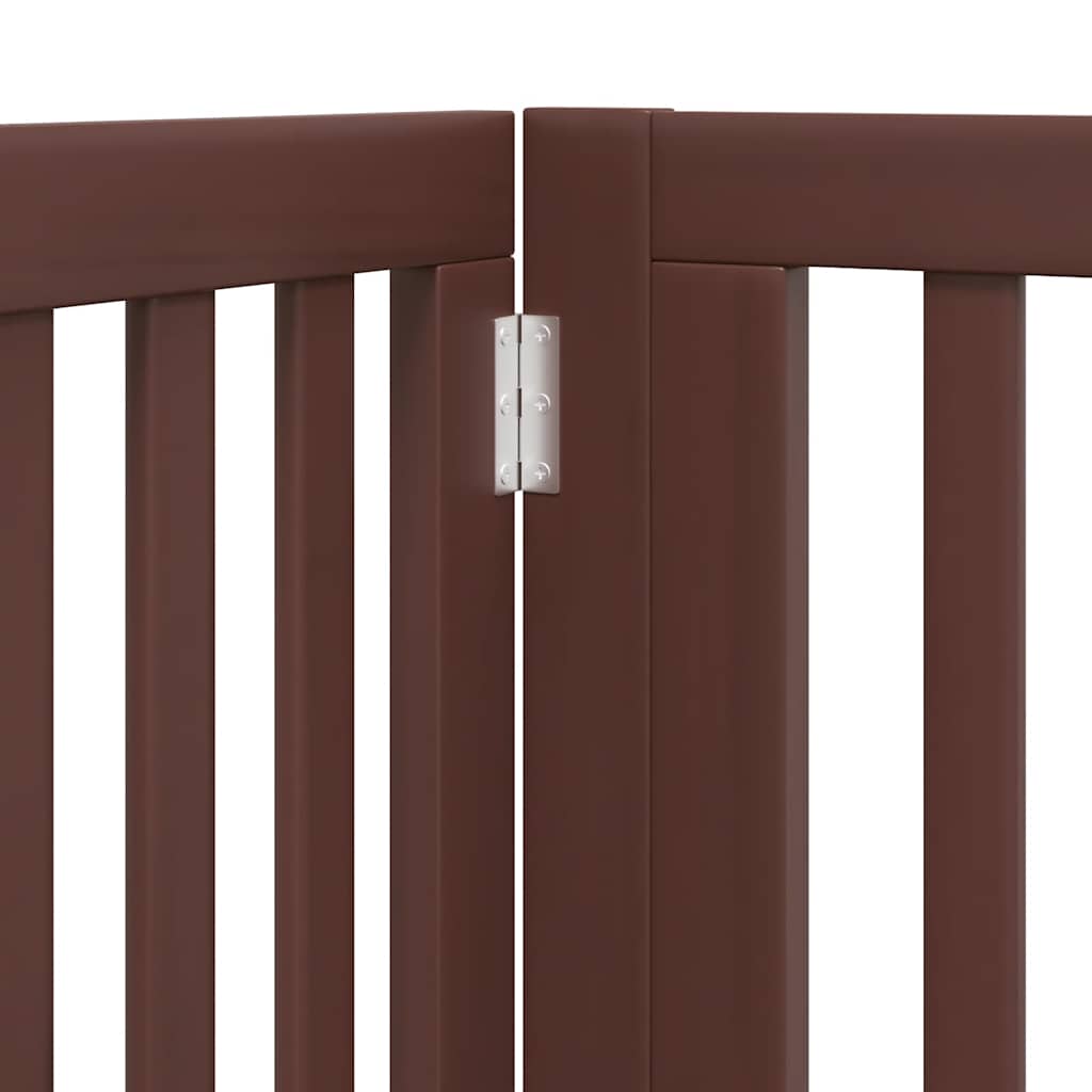 Puerta de perros plegable 6 paneles madera álamo marrón 480 cm