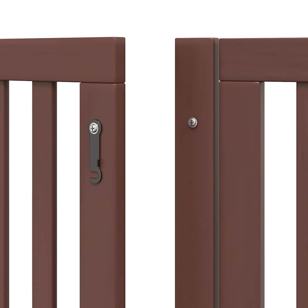 Puerta de perros plegable 6 paneles madera álamo marrón 480 cm