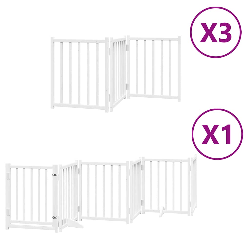Puerta de perros plegable 15 paneles madera álamo blanca 750 cm
