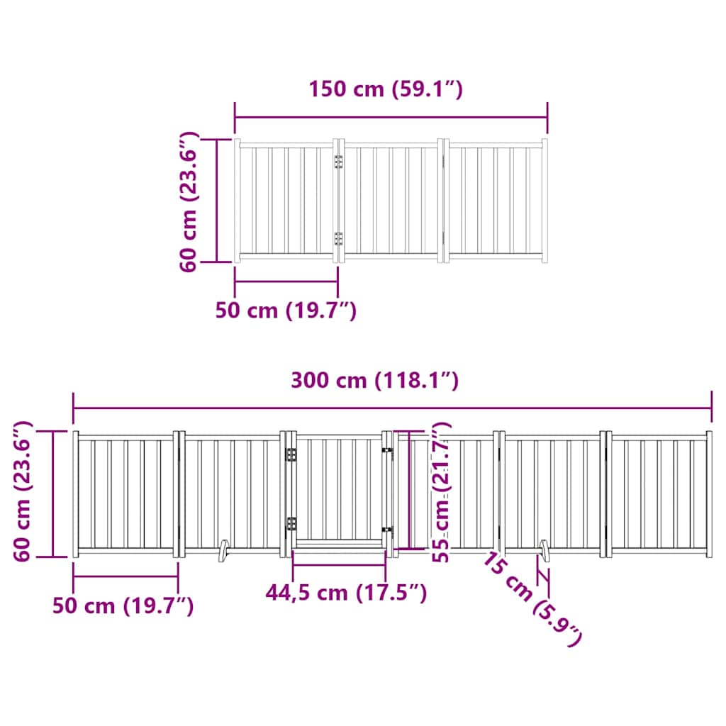 Puerta de perros plegable 15 paneles madera álamo blanca 750 cm