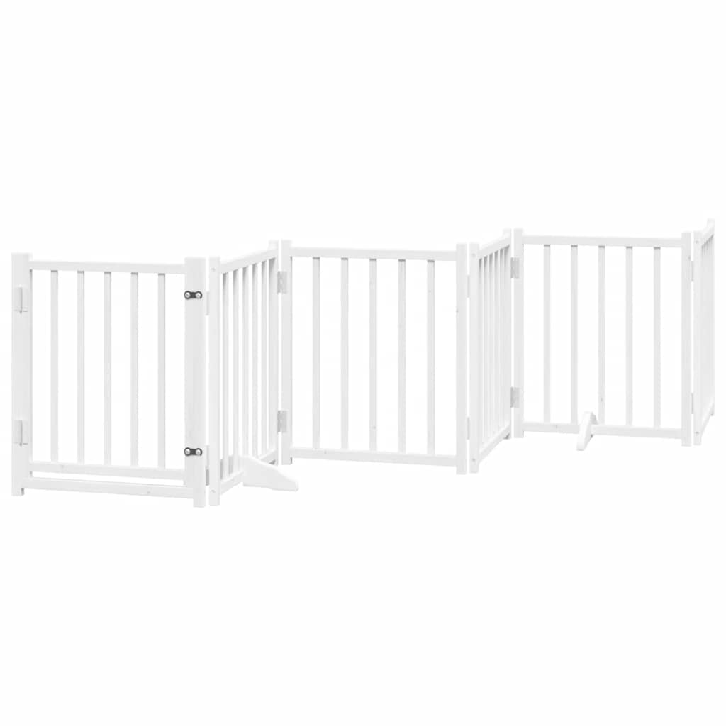 Puerta de perros plegable 15 paneles madera álamo blanca 750 cm
