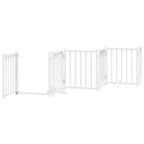 Puerta de perros plegable 15 paneles madera álamo blanca 750 cm