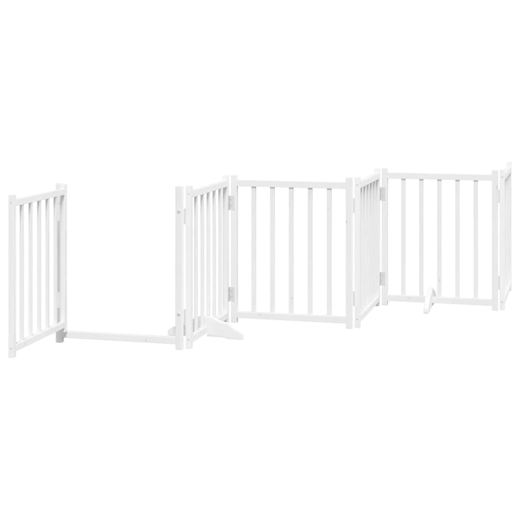 Puerta de perros plegable 15 paneles madera álamo blanca 750 cm