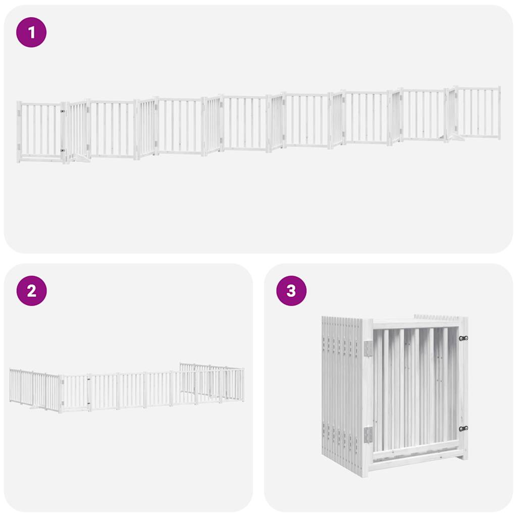 Puerta de perros plegable 15 paneles madera álamo blanca 750 cm