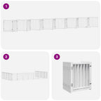 Puerta de perros plegable 15 paneles madera álamo blanca 750 cm