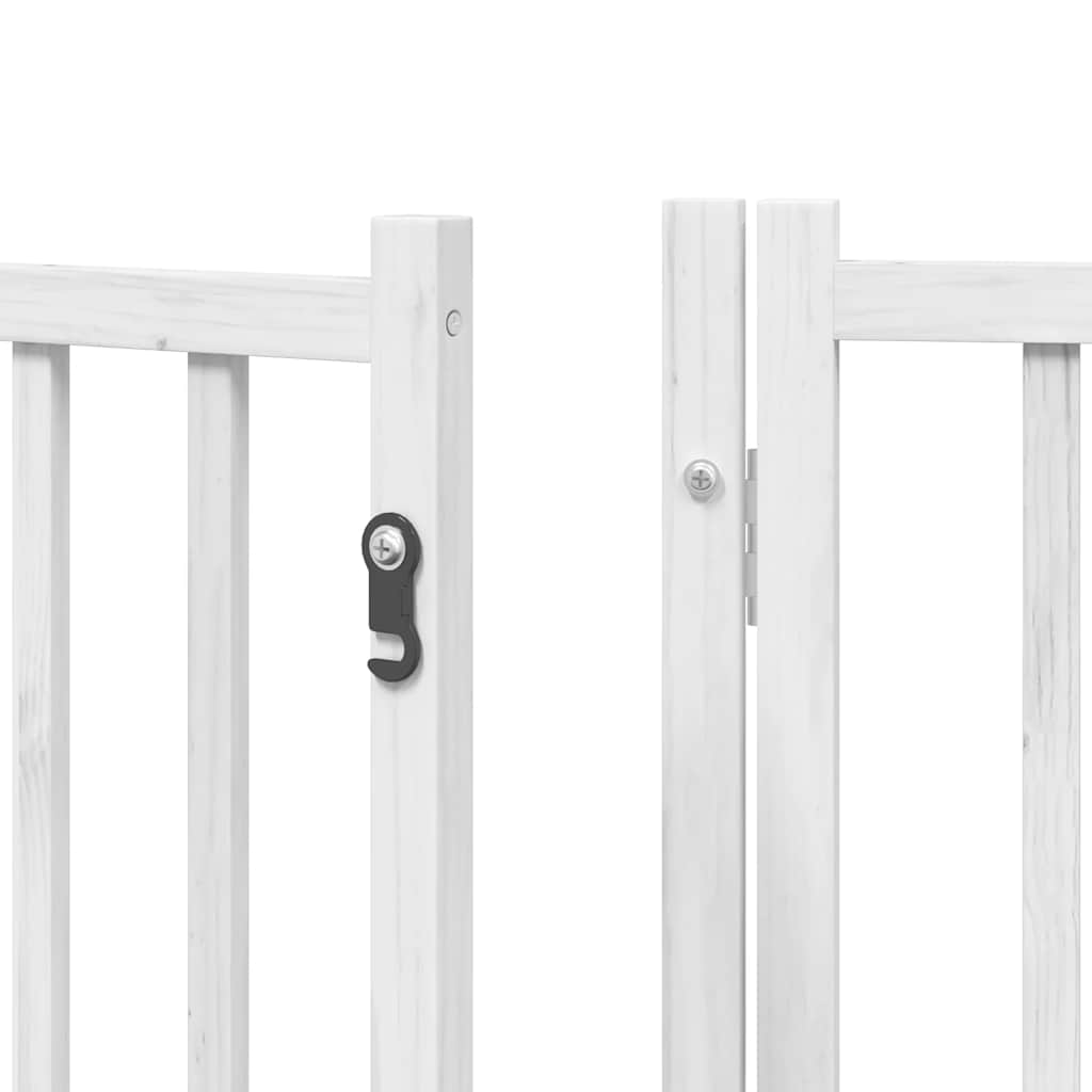 Puerta de perros plegable 15 paneles madera álamo blanca 750 cm