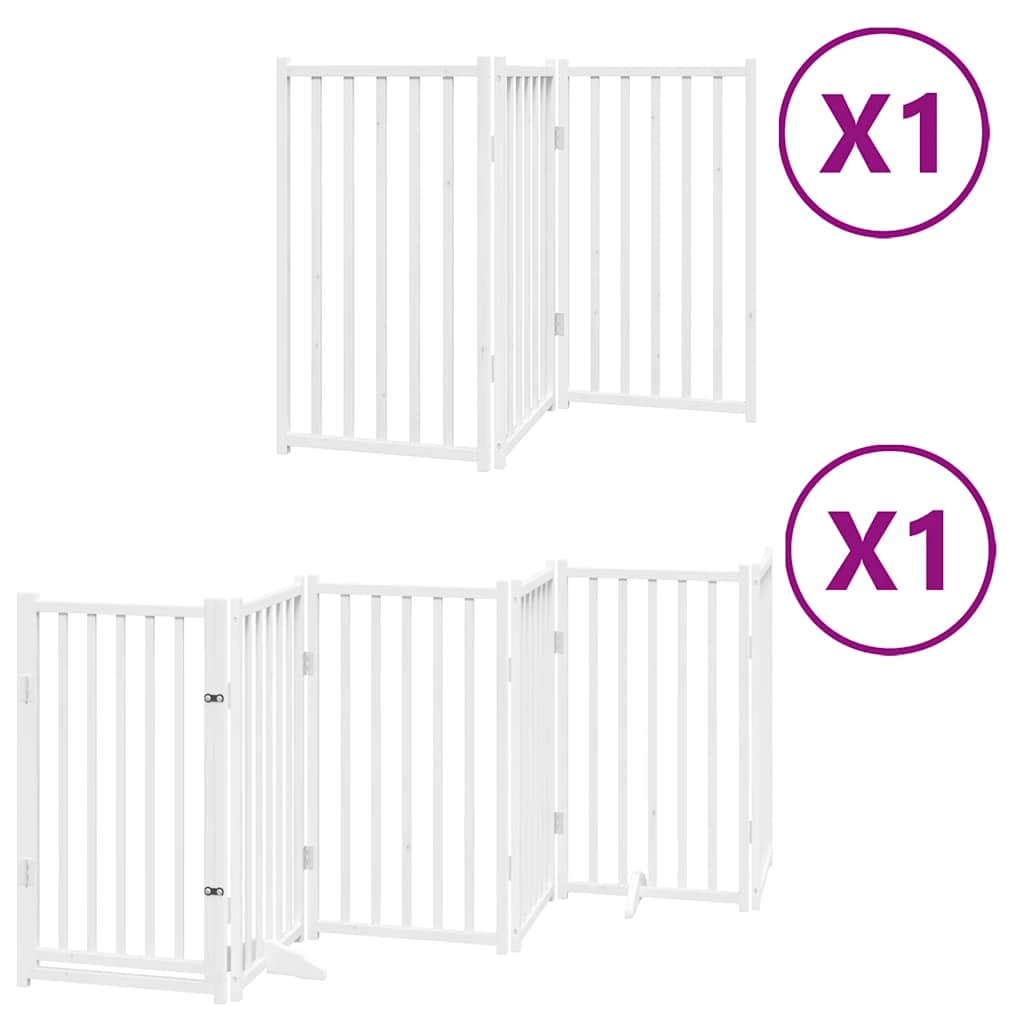 Puerta para perros plegable 9 paneles madera álamo blanca 450cm
