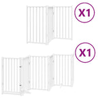 Puerta para perros plegable 9 paneles madera álamo blanca 450cm