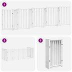 Puerta para perros plegable 9 paneles madera álamo blanca 450cm