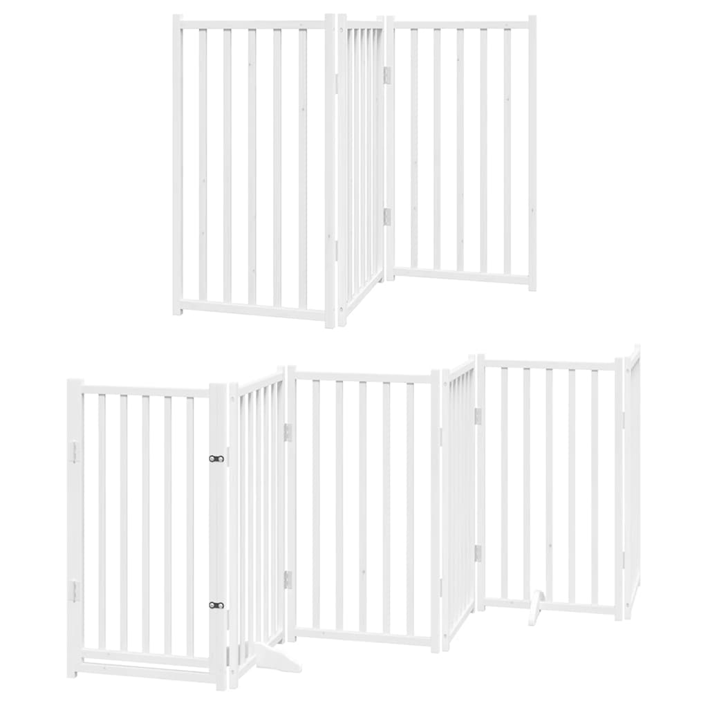 Puerta de perros plegable 12 paneles madera álamo blanca 600 cm
