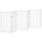 Puerta de perros plegable 12 paneles madera álamo blanca 600 cm