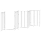Puerta de perros plegable 12 paneles madera álamo blanca 600 cm