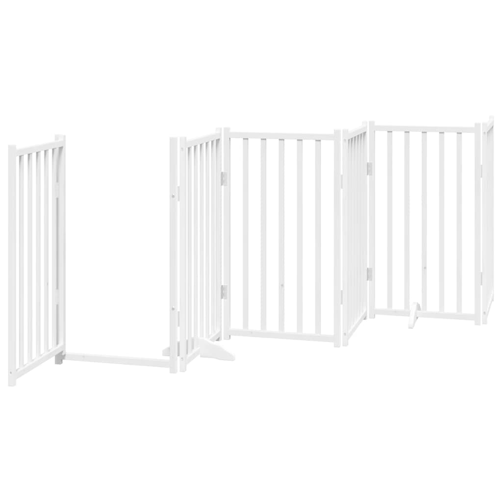 Puerta de perros plegable 12 paneles madera álamo blanca 600 cm