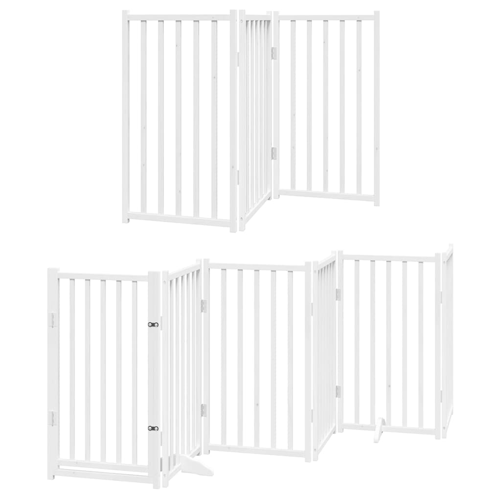 Puerta de perros plegable 15 paneles madera álamo blanca 750 cm