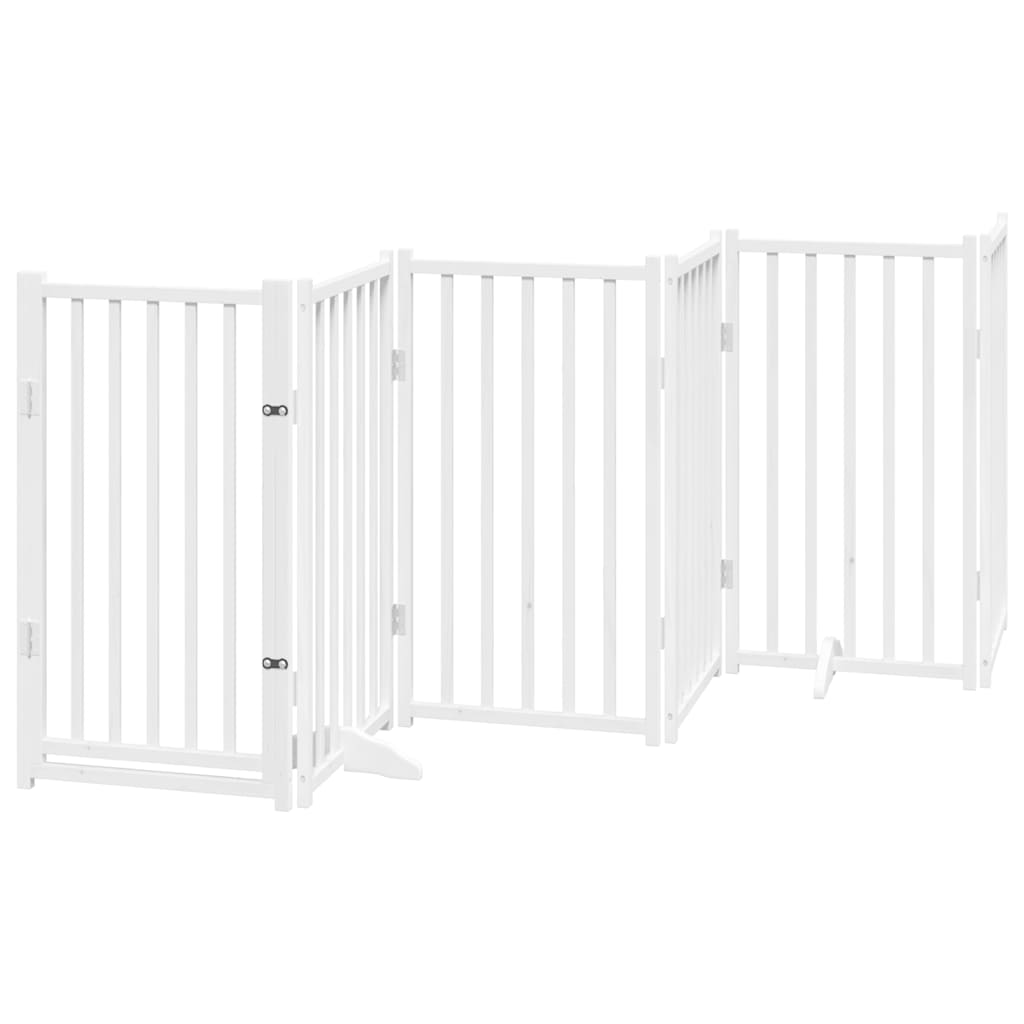 Puerta de perros plegable 15 paneles madera álamo blanca 750 cm