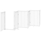 Puerta de perros plegable 15 paneles madera álamo blanca 750 cm