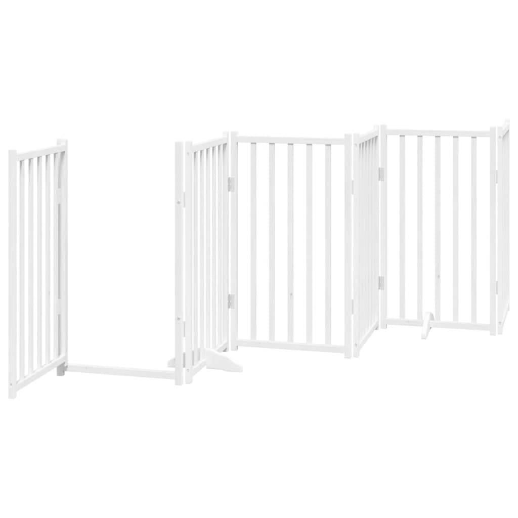 Puerta de perros plegable 15 paneles madera álamo blanca 750 cm