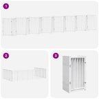 Puerta de perros plegable 15 paneles madera álamo blanca 750 cm