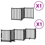 Puerta para perros plegable 9 paneles madera álamo negra 450 cm
