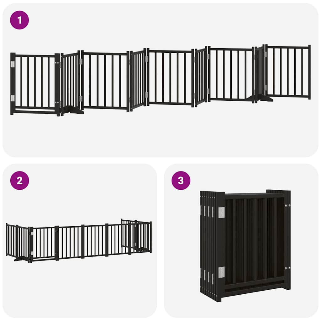 Puerta para perros plegable 9 paneles madera álamo negra 450 cm