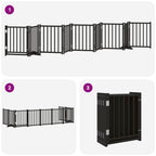 Puerta para perros plegable 9 paneles madera álamo negra 450 cm