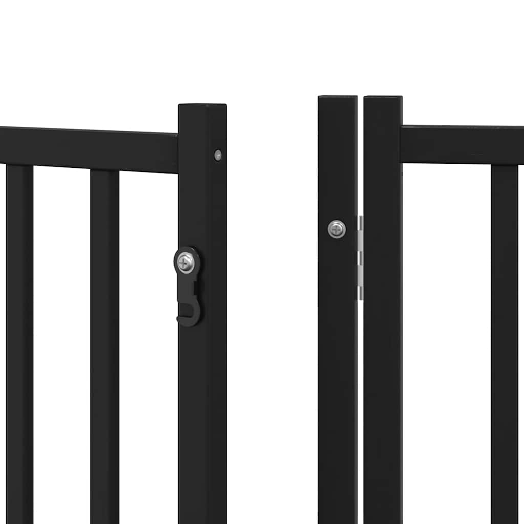 Puerta para perros plegable 9 paneles madera álamo negra 450 cm