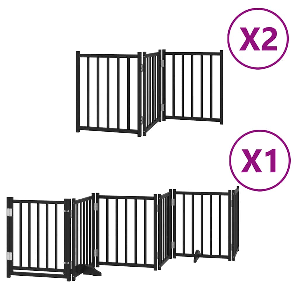 Puerta de perros plegable 12 paneles madera álamo negra 600 cm