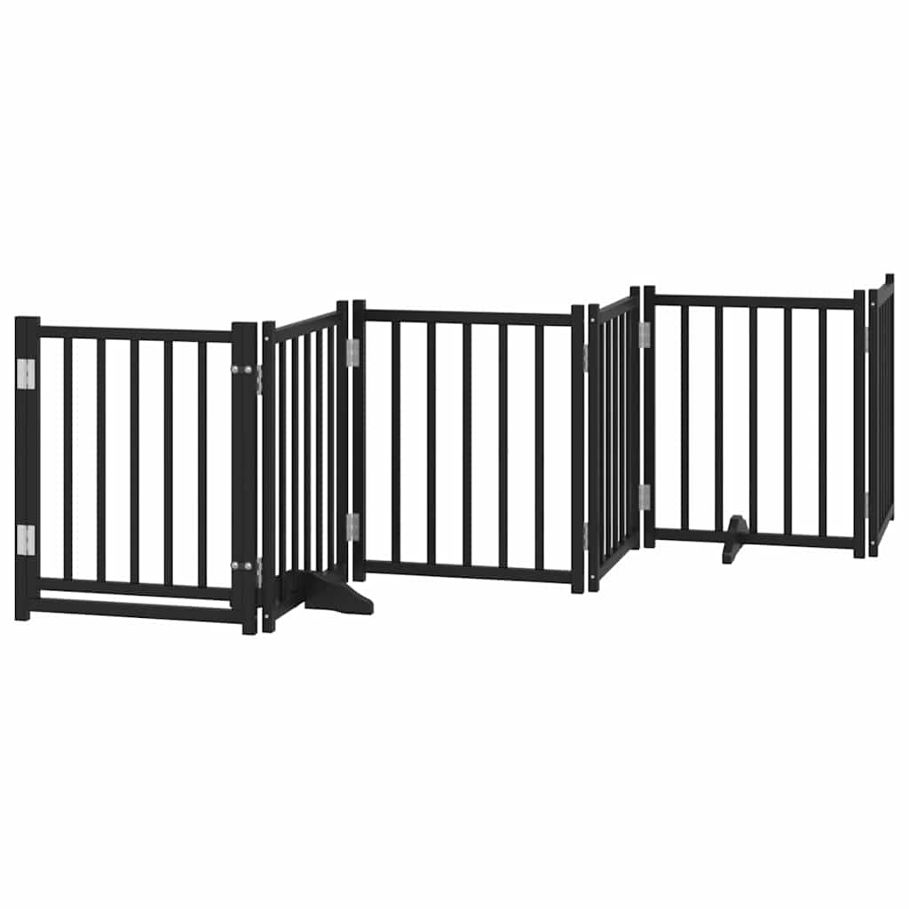Puerta de perros plegable 12 paneles madera álamo negra 600 cm