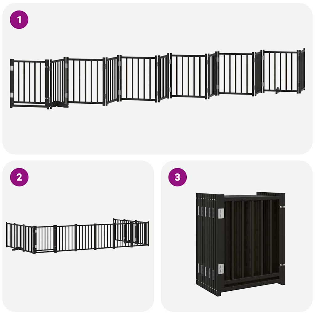 Puerta de perros plegable 12 paneles madera álamo negra 600 cm