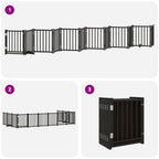 Puerta de perros plegable 12 paneles madera álamo negra 600 cm