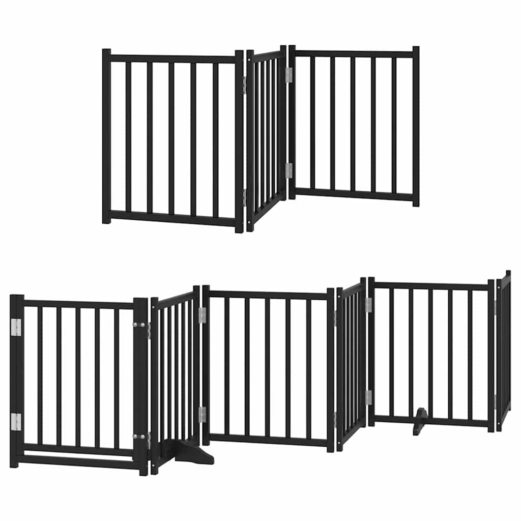 Puerta de perros plegable 15 paneles madera álamo negra 750 cm