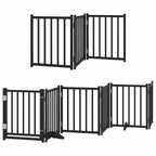 Puerta de perros plegable 15 paneles madera álamo negra 750 cm