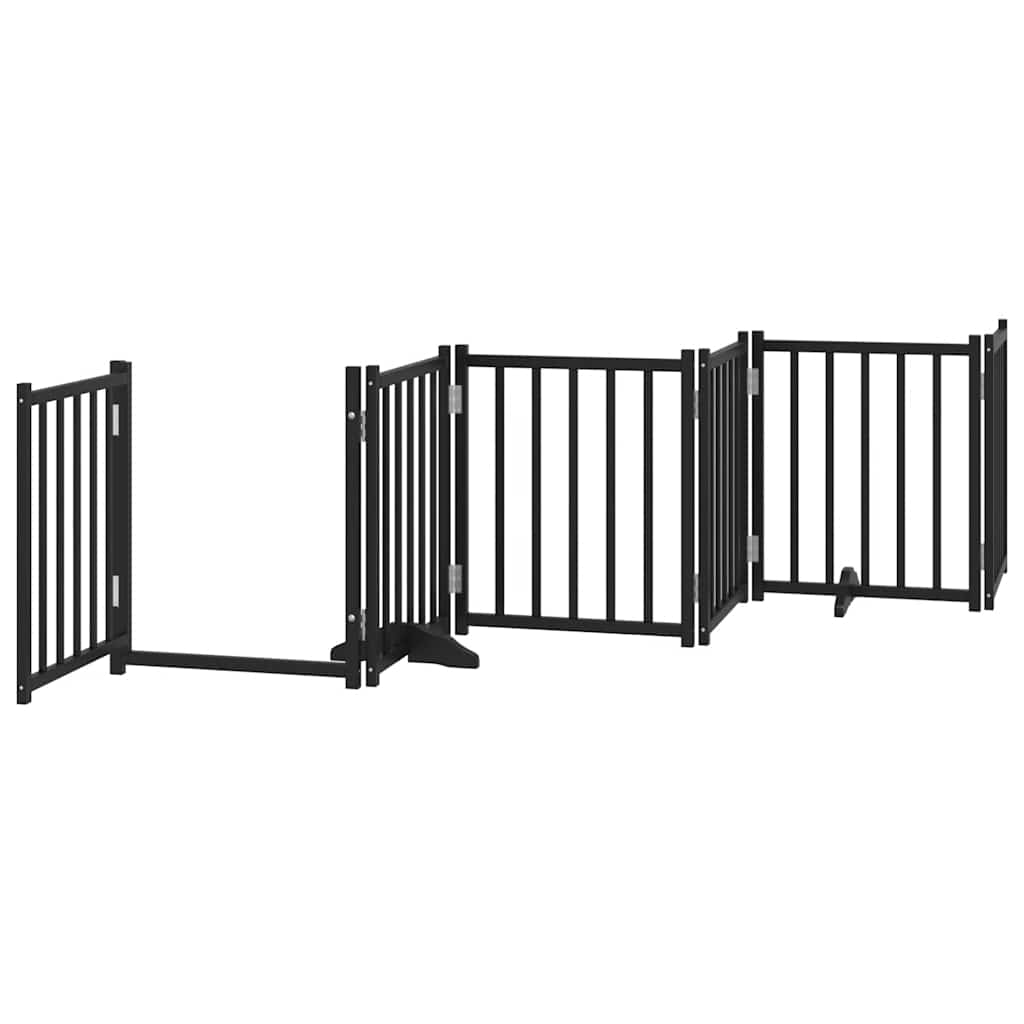 Puerta de perros plegable 15 paneles madera álamo negra 750 cm