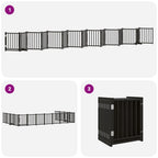 Puerta de perros plegable 15 paneles madera álamo negra 750 cm