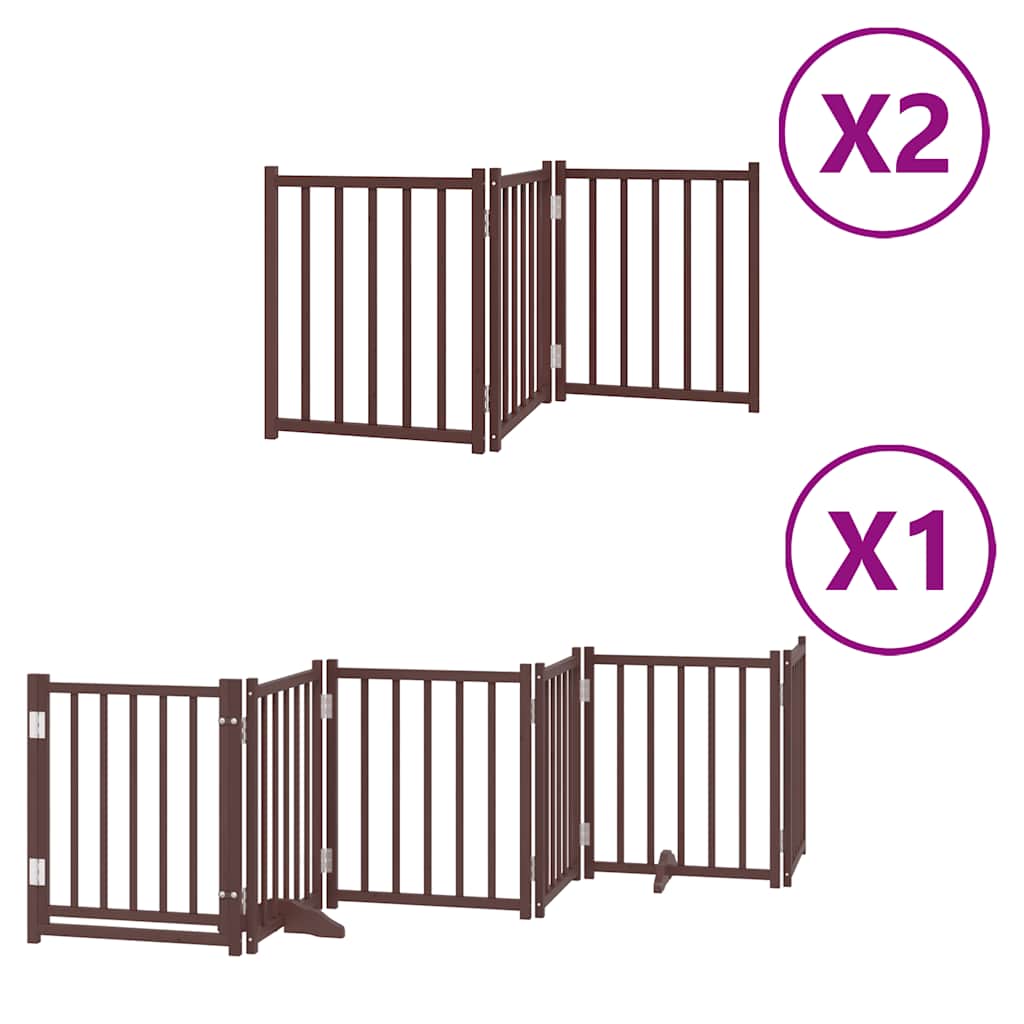 Puerta de perros plegable 12 paneles madera álamo marrón 600 cm