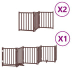 Puerta de perros plegable 12 paneles madera álamo marrón 600 cm