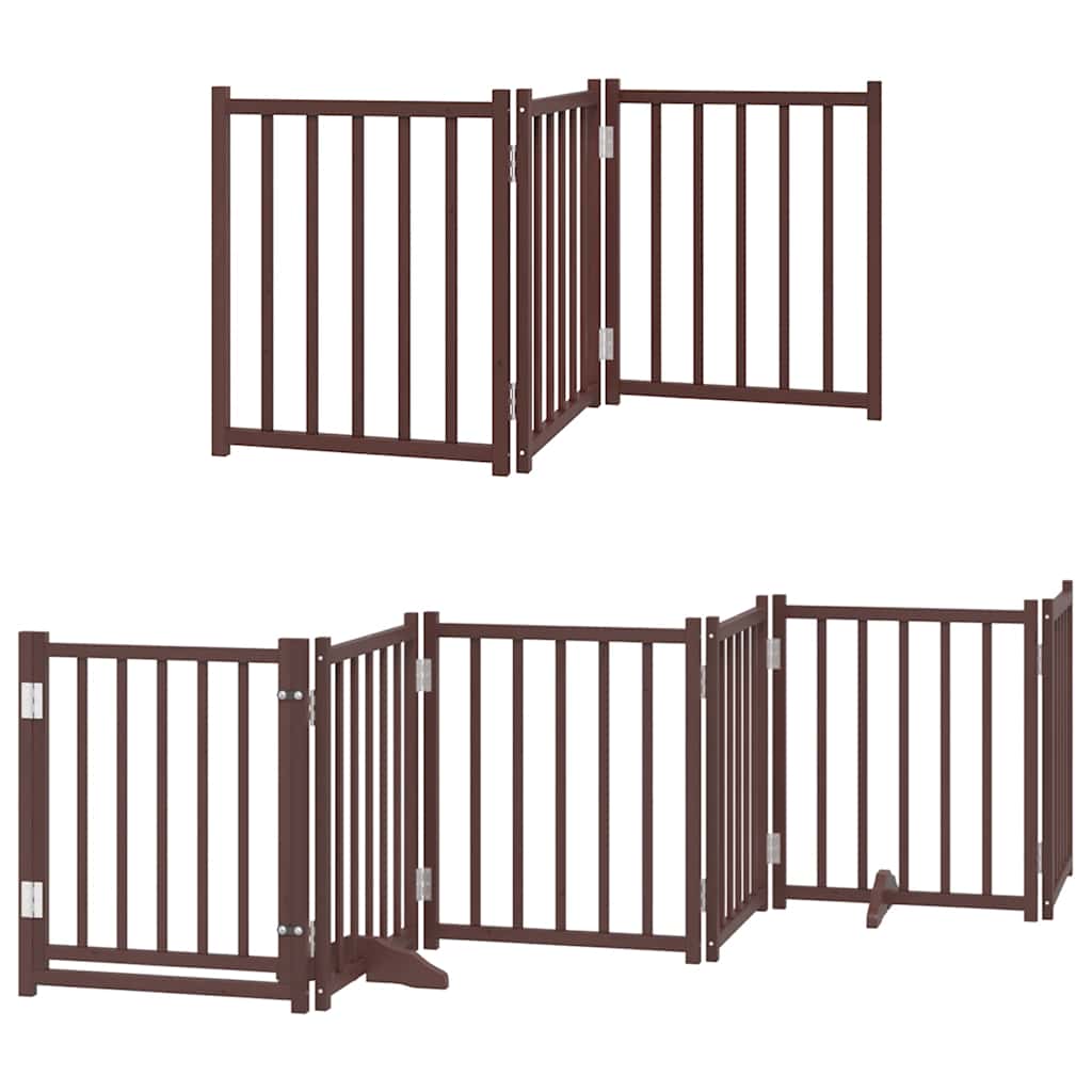 Puerta de perros plegable 12 paneles madera álamo marrón 600 cm