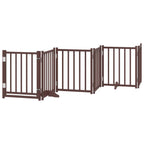Puerta de perros plegable 12 paneles madera álamo marrón 600 cm