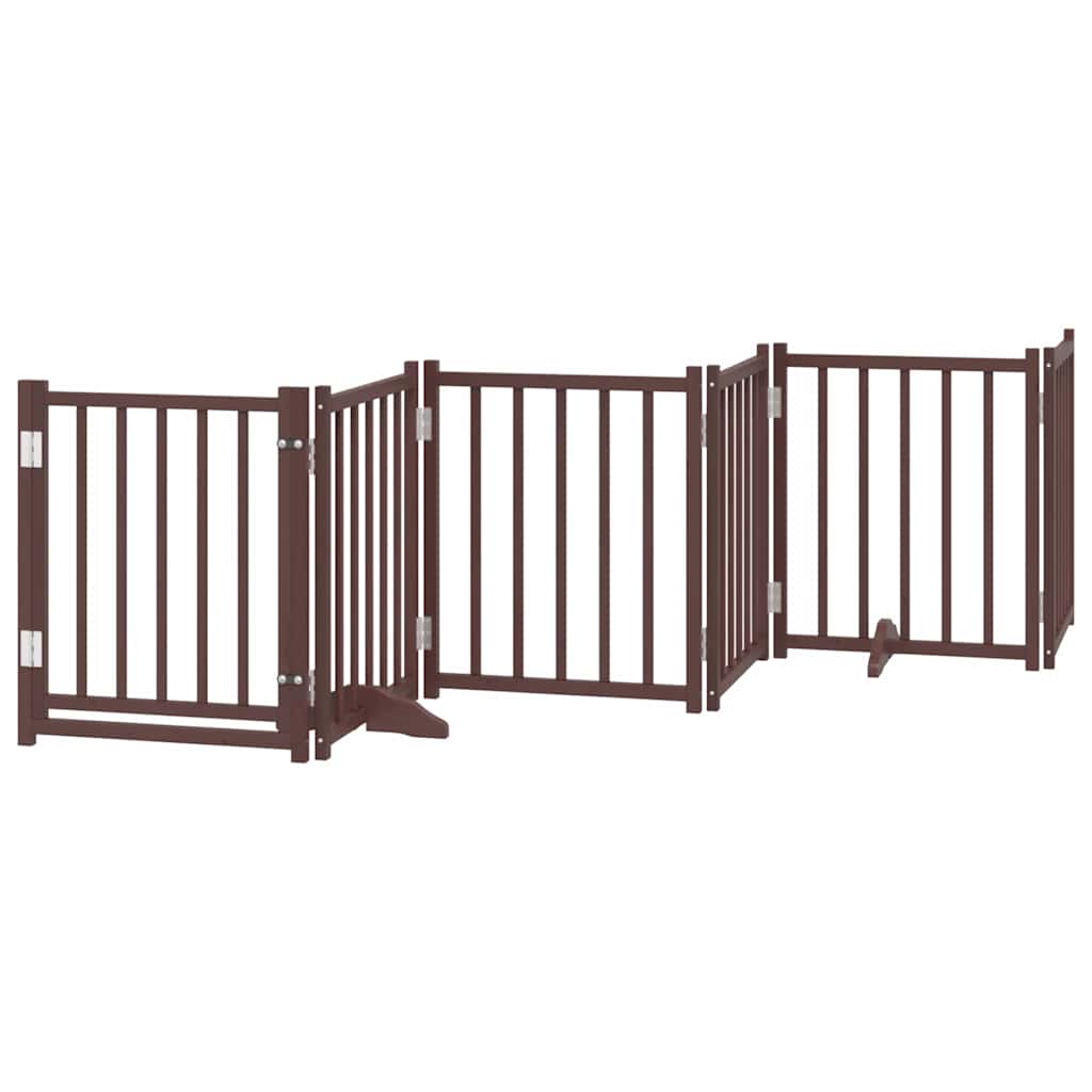 Puerta de perros plegable 12 paneles madera álamo marrón 600 cm