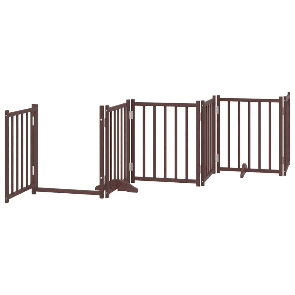 Puerta de perros plegable 12 paneles madera álamo marrón 600 cm