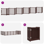 Puerta de perros plegable 12 paneles madera álamo marrón 600 cm