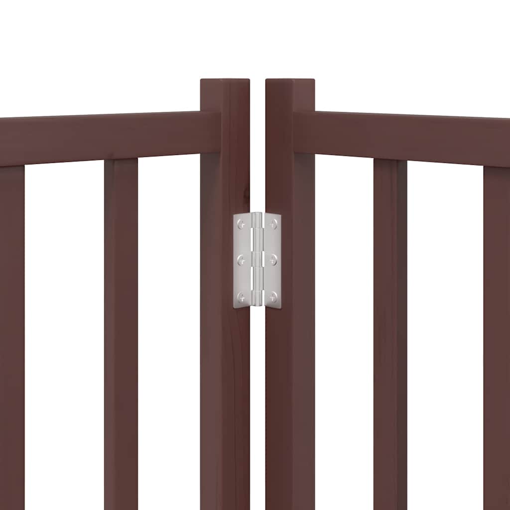 Puerta de perros plegable 12 paneles madera álamo marrón 600 cm