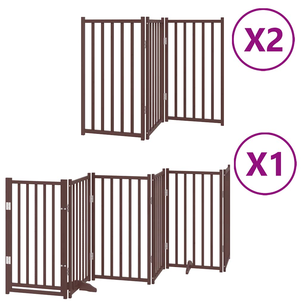 Puerta de perros plegable 12 paneles madera álamo marrón 600 cm
