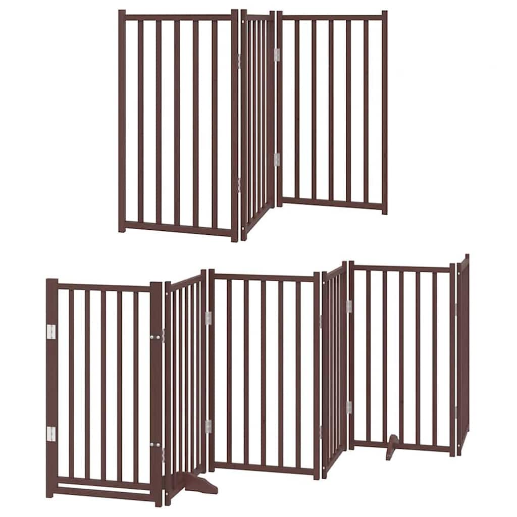 Puerta de perros plegable 12 paneles madera álamo marrón 600 cm
