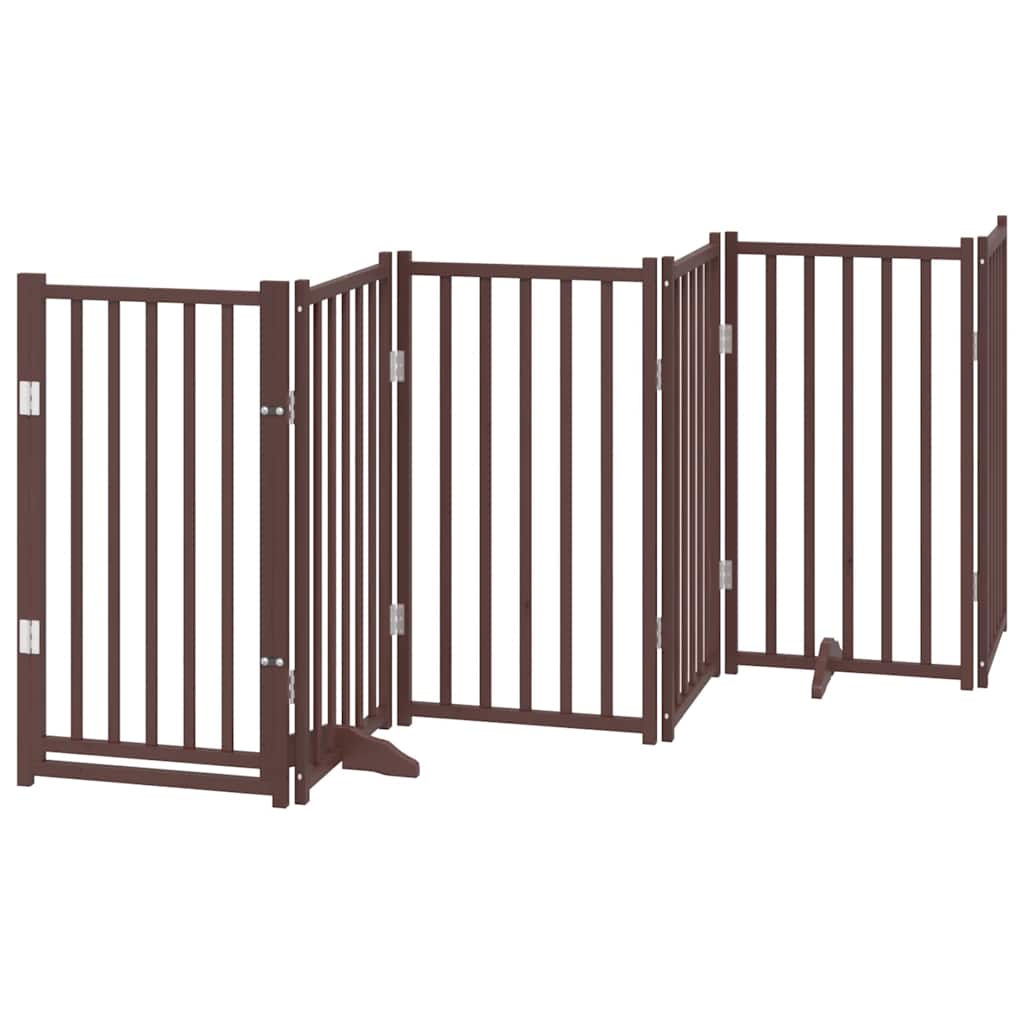 Puerta de perros plegable 12 paneles madera álamo marrón 600 cm
