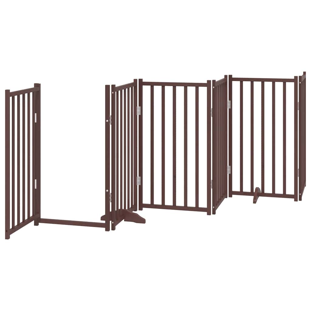 Puerta de perros plegable 12 paneles madera álamo marrón 600 cm
