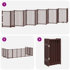 Puerta de perros plegable 12 paneles madera álamo marrón 600 cm